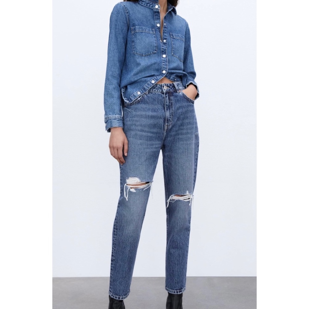 Zara Ripped Mom Jeans - Picture 2 of 9